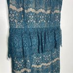Maeve Anthropologie  Elsa Green Lace Overlay Peplum Dress Size Small Photo 4