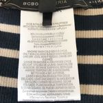 BCBGMAXAZRIA Long Sleeve Ribbed Maxi Dress Striped Hi Low Scoop Neck Navy Tan XS Photo 4