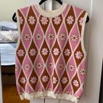 Mango - Retro Pink and Brown Sleeveless jumper - Size Small Photo 2