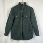 Lee ‎ Sherpa Jacket Womens Medium Button Front Olive Green Cozy Warm Outerwear Photo 1