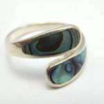 Sterling Silver Genuine Abalone Bypass Ring Sz 7.5 Photo 9