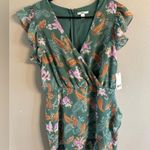 Bar III NWT Teal Paisley Floral Ruffle Blouse Photo 4