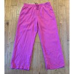 Athleta Retreat pink 100% linen wide leg crop pant size large Photo 2