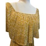 Floral Tiered Mini Dress Yellow Square Neck Ruffle‎ Layered Sundress Size L Photo 2