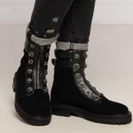 Kurt Geiger London Bobby Black Suede Leather Rhinestone Crystal Zip Up Combat Boots $260 EUC 9 EUR 40 Photo 9