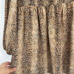 Ganni  Long Sleeve Smocked Dress  Light Brown Snakeskin Print Size 38 Us Size 6 Photo 12