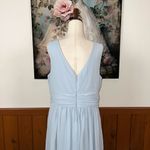 Beautiful New Dessy Collection Vivian Diamond Chiffon Drape Gown! Blue Size 14 Photo 5