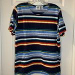 Jason Maxwell  Blue Multicolor Striped Short Sleeve Tee 1X Photo 0
