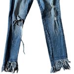ZARA TRAFALUC DENIM STRETCH SKINNY DISTRESSED FRAY FRINGE BLUE ACID WASH JEANS 6 Photo 7