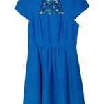 Anthropologie  Maeve Blue Aria Lattice Cut Fit & Flare Mini Dress 2 Photo 1