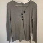 Cable & Gauge  V-Neck Pullover Sweater Gray Ribbed Photo 1