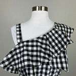 Calvin Klein  One Shoulder Gingham Sheath Dress Black and White Size 12 Photo 6