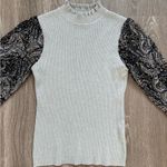 Siani Milano Sweater Womens Small Cream Ribbed Paisley‎ Sheer Romantic Preppy Black Photo 4