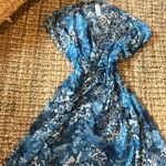 Lauren Ralph Lauren Blue/White Sheer Printed Maxi Swim Coverup Blue Sheer Size M Photo 1