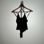 ASOS NEW DESIGN strappy halter bodysuit black thong button crotch stretch sz 6 Photo 6