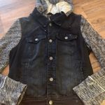 Free People  Denim Distressed Jean Jacket - Pumice Black M Medium Photo 5