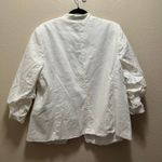 Banana Republic  White Ruched Sleeve Blazer Open Front Linen Blend Size M Photo 6