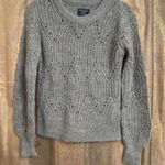 Abercrombie & Fitch Gray Fuzzy Alpaca Wool Open Knit Chunky Sweater XS Photo 0