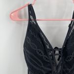 Becca  Swimsuit Size Large One Piece Black Crochet NWT Plunge V-Neck Color Play Photo 8