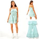 American Eagle Pastel Green Seersucker Stripe Strapless Mini Dress XS Equestrian Photo 1