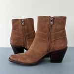 Antonio Melani Tabbie Oiled Suede Pecan Pie Brown Western Buckle Boots Photo 4