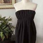 BCBGeneration  Dress 8 Black Zipper Back Pleated Strapless Trim Lace Pocket Side Photo 0