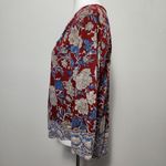 Lucky Brand  Rust Blue Floral High Low Hem Henley Size Medium Photo 4