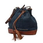 Dooney & Bourke  Navy Suede Bucket Bag Brown Leather Drawstring Tassel Photo 0