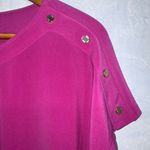 Jones New York Fuchsia Cap Sleeve Silver Studs Round Neck Business Casual Top XL Photo 2