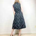 Vintage Black & Purple Floral Embroidered Belted Midi Dress Size L Photo 1