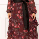 Eloquii  Elements Women's Chiffon Midi Plus Dress Size 18  with Belt NWT Photo 0