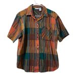 Backroad Blues Women Size Large Button Down Shirt Western Aztec Embroidered City Photo 0