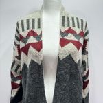 Debut Tan Gray Burgundy Aztec Geo Print Open Front Long Cardigan by Size Small Photo 4