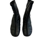 Taryn Rose  Black Low Wedge Leather Boots Booties Suede Ruched Size 36 5.5 Womens Photo 1