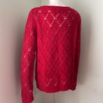 Tommy Hilfiger  Red/Dark Rose Open Knit Crew Neck Sweater - Size Large Photo 3