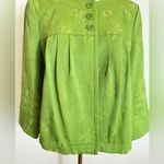 Style & Co . Lime Green Textured Floral Three Button Front Swing Jacket Size 10 Photo 3