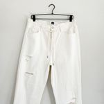 Gap New Off White Boyfriend High Rise Drawcord Distressed Jeans Size 10/30 Photo 6