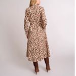 Untuckit for Her Elise Shirt Dress Stretch Cotton Safari Print Zebra Tan Size 6 Photo 1