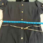 Calvin Klein Women's Dress Size 8 Black Gold Button Front Snakeskin Belt Photo 5