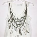 Halogen  Beaded Mesh Tank Top Womens Small Fairy Chic Dressy Elegant Party Glam Photo 3