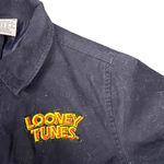 Looney Tunes Vintage  Women's Medium "That's All‎ Folks" Black Bomber Jean Jacket Photo 1