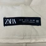 ZARA Women's White High Waisted Pleated Tapered Trousers Dress Pants Size S Photo 3