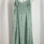 SheIn Petite XS Olive Green Floral Bustier Tiered Midi Sundress Flowy Slit Photo 1