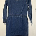 Eddie Bauer  Denim Dress with Black Velvet Collar Long Sleeves Pockets Snap Up 10 Photo 1
