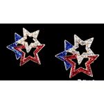 Patriotic Star Earrings Crystals Posts July 4th, Veterans Memorial Labor… Red Photo 1