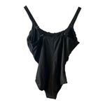Women’s Black One Piece Swimsuit Size XL Shirred Front Tummy Control Minimizer Photo 2