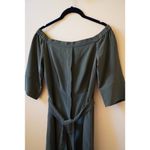 Whistles Flavia Off The Shoulder Midi Silk Tie Dress Khaki Green Size 0 XS NWT Photo 6