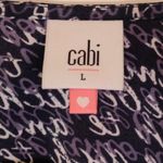 CAbi  Te Amo Love Script Blouse Navy Blue Balloon Bishop Sleeve Style 5336 Size L Photo 3