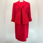 Coldwater Creek  Red Embroidered Jacket Knee Length Sheath Dress 2 Piece Size 10P Photo 1