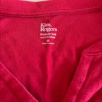 kim rogers Scoopneck Henley 3/4 Sleeve TShirt Red Size Medium Photo 4